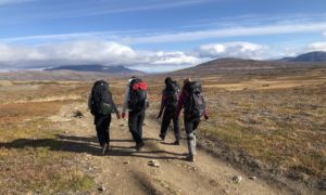 vandring vid jämtlandstriangeln på vandringsled mellan Storulvån och Sylarna